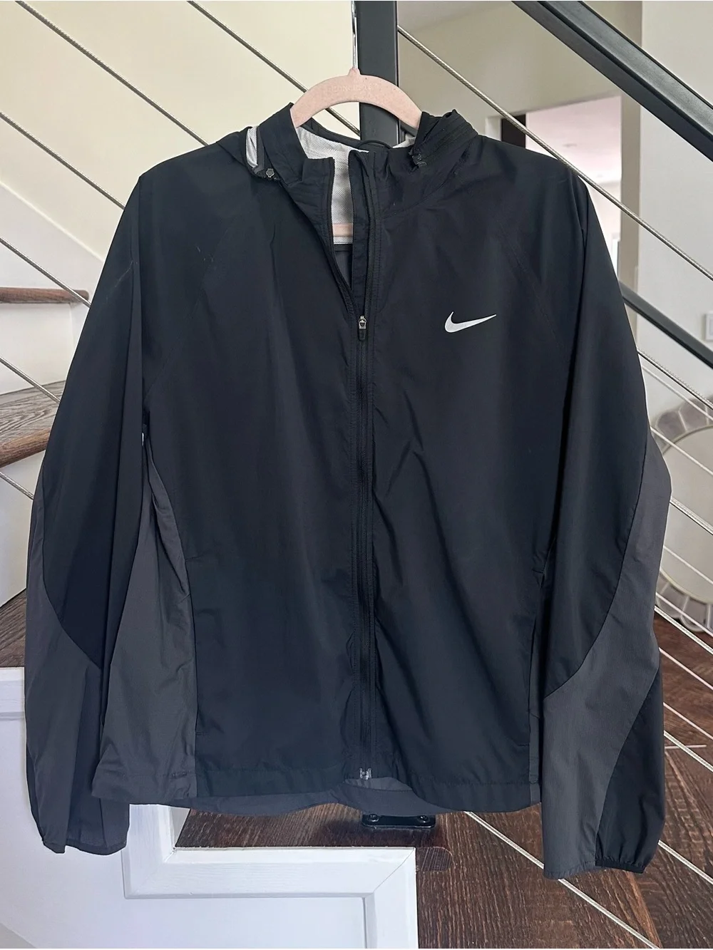 Women’s Nike Shield Windbreaker Jacket Black Grey | Size: Large